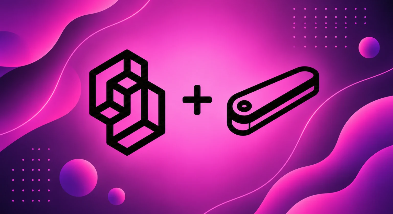 Jev logo plus a pinball flipper on a pink and purple background